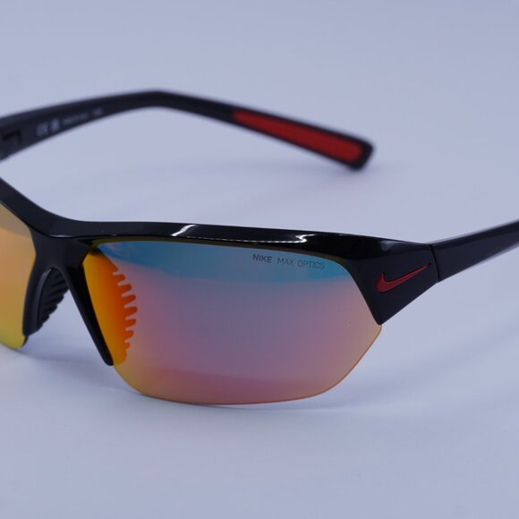 Nike SKYLON ACE M MI DV2163 010 Sunglasses Black Geometric Frame, Red Lenses - Picture 4 of 11
